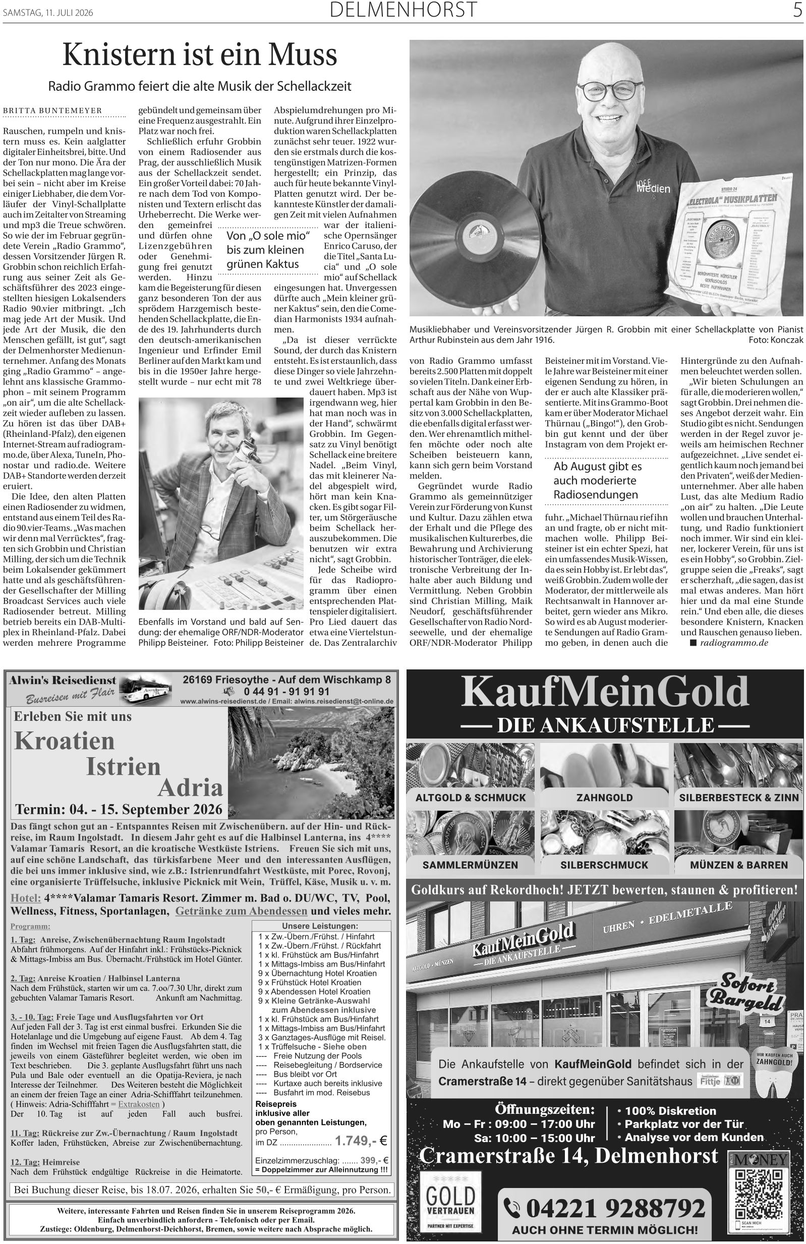 Dieses Bild zeigt einen kompletten Artikel in der Sonntagszeitung Delme Report. Wenn du den Titel lesbar als Text haben möchtest, dann sende eine E-Mail an 42@radiogrammo.de